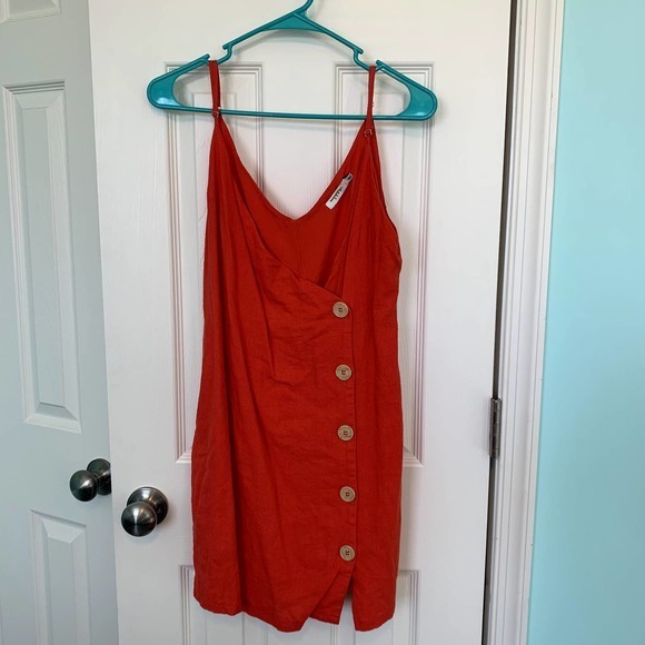 Lush Orange Billie Button Front Mini Wrap Dress Size Large - Picture 1 of 4